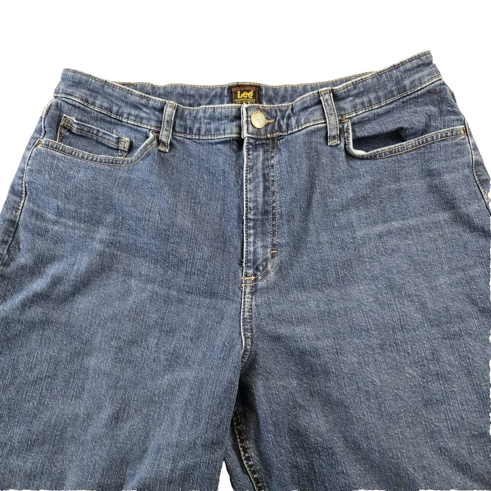 Lee Premium Women's Wide Leg Capri Jeans High Rise Stretch  34" X 24" Size 18 - Picture 2 of 12